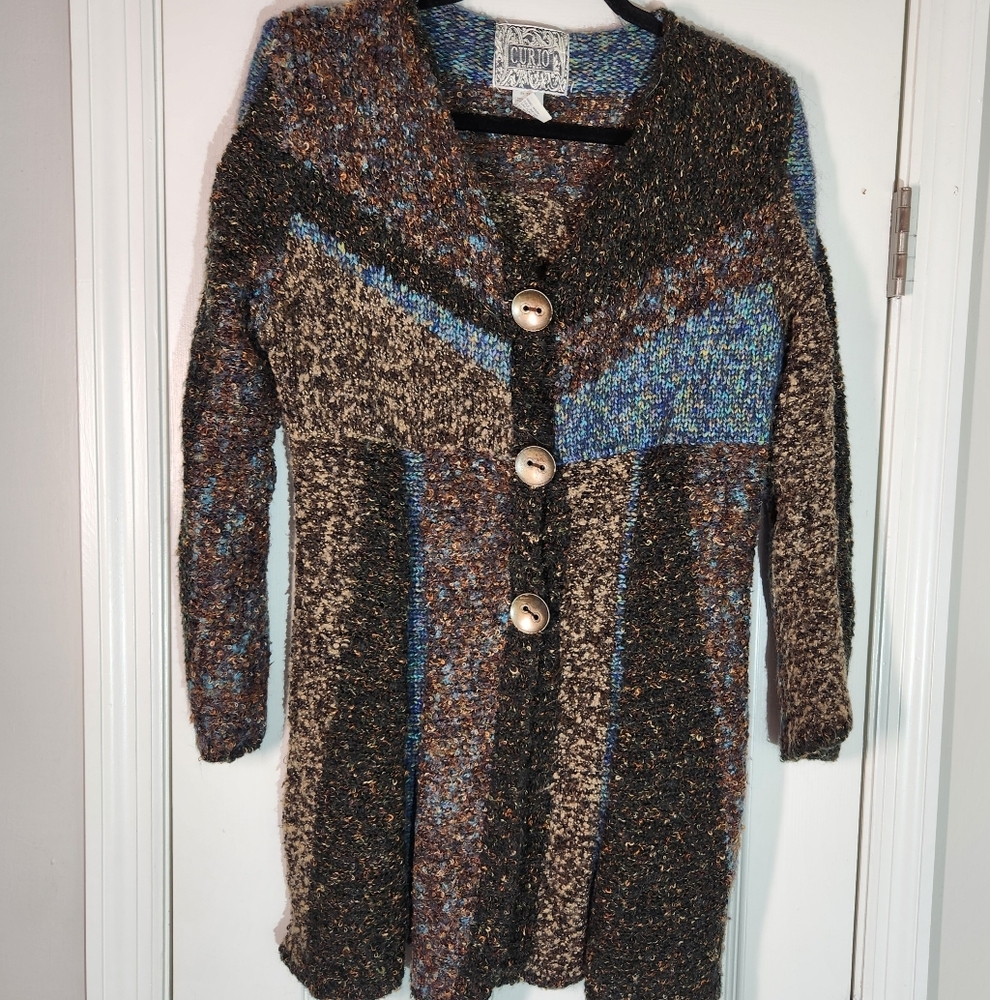 Anthropologie Curio Multicolor Button-Up Sweater Cardigan